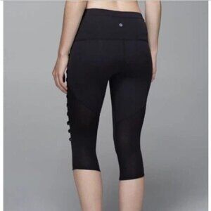 Lululemon Breezy Dot Mesh Cropped Legging Black 17" Size 8 GUC